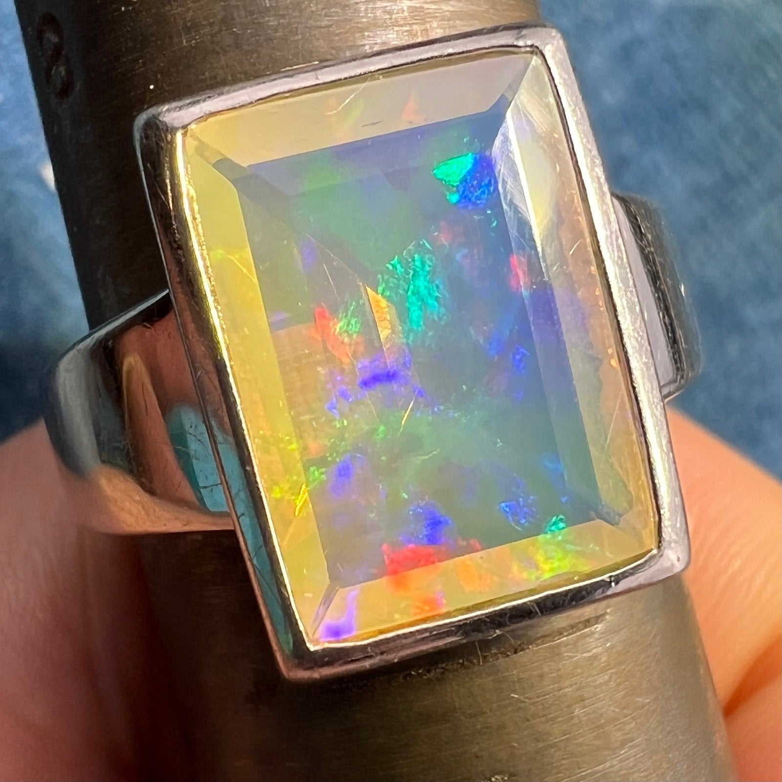 Ethiopian Welo Jelly Opal Silver Bezel Set Ring. 7g *Video*