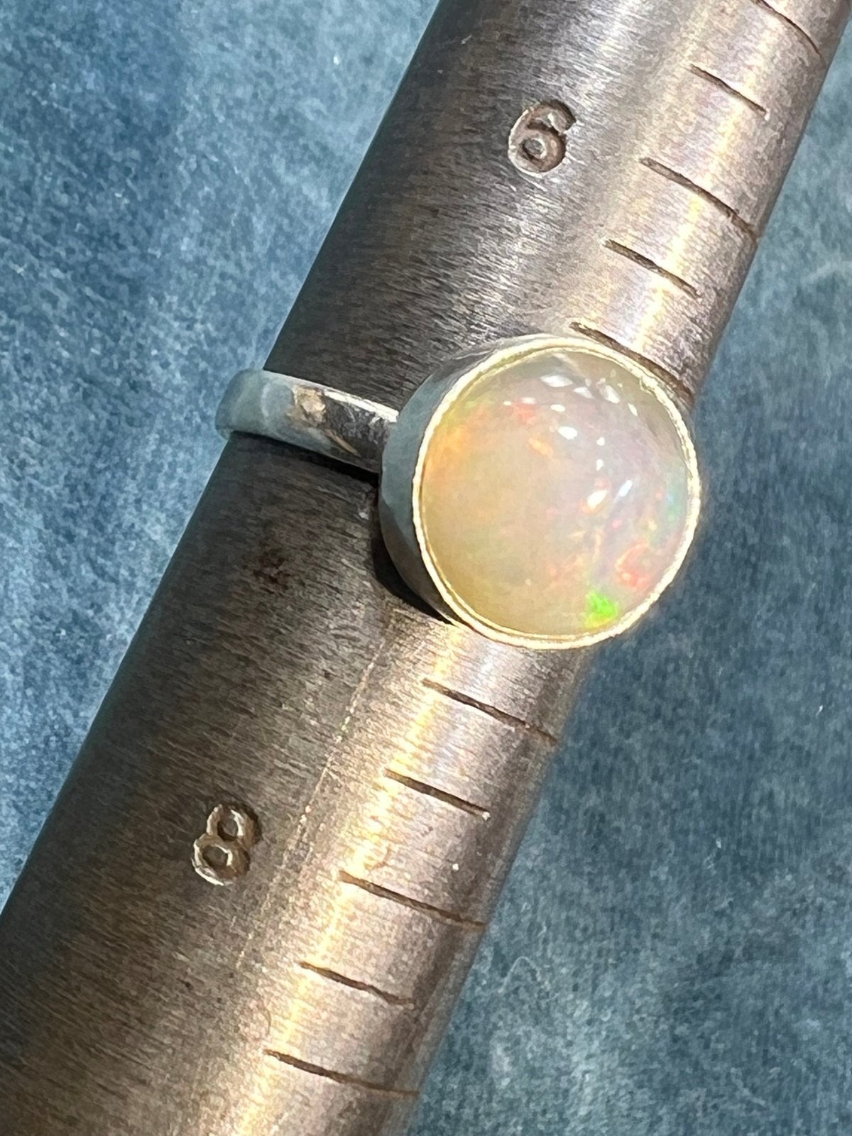 Ethiopian Welo Jelly Opal Silver Bezel Set Ring. Round *Video*