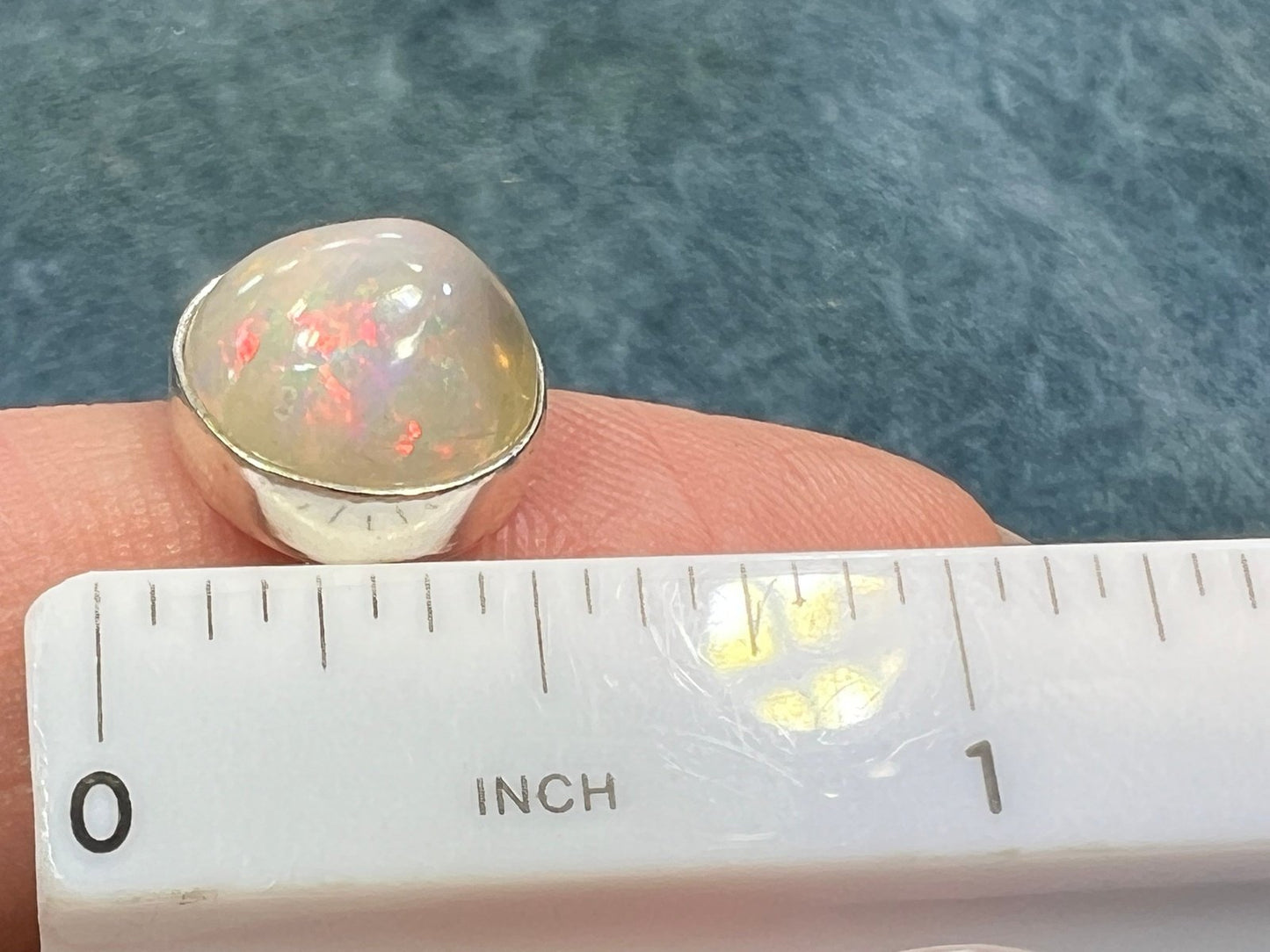 Ethiopian Welo Jelly Opal Silver Bezel Set Ring. Round *Video*