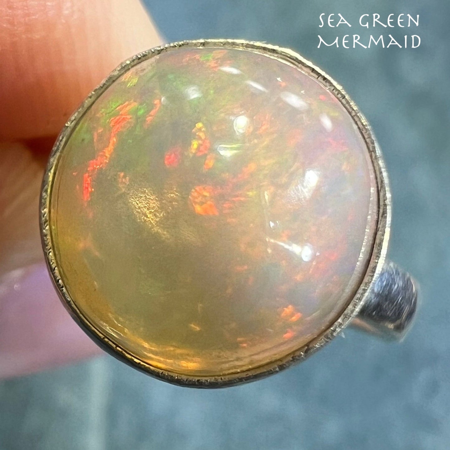 Ethiopian Welo Jelly Opal Silver Bezel Set Ring. Round *Video*