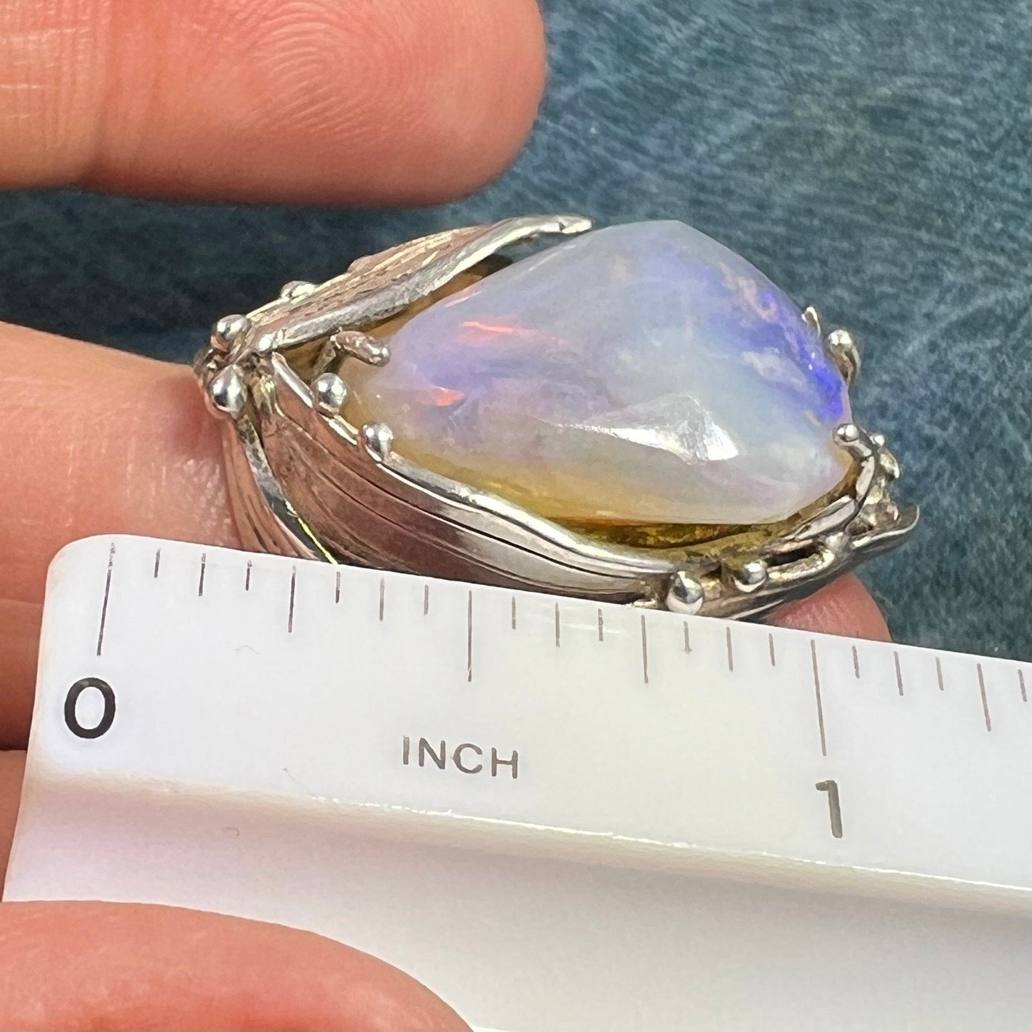Ethiopian Welo Jelly Opal Sterling Silver Set Ring. 1" + 10g *Video*