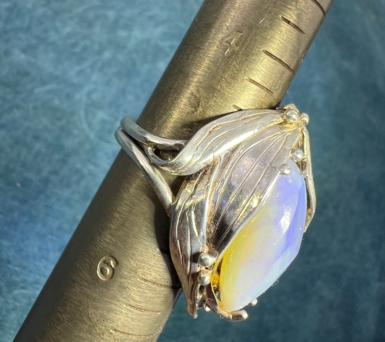 Ethiopian Welo Jelly Opal Sterling Silver Set Ring. 1" + 10g *Video*