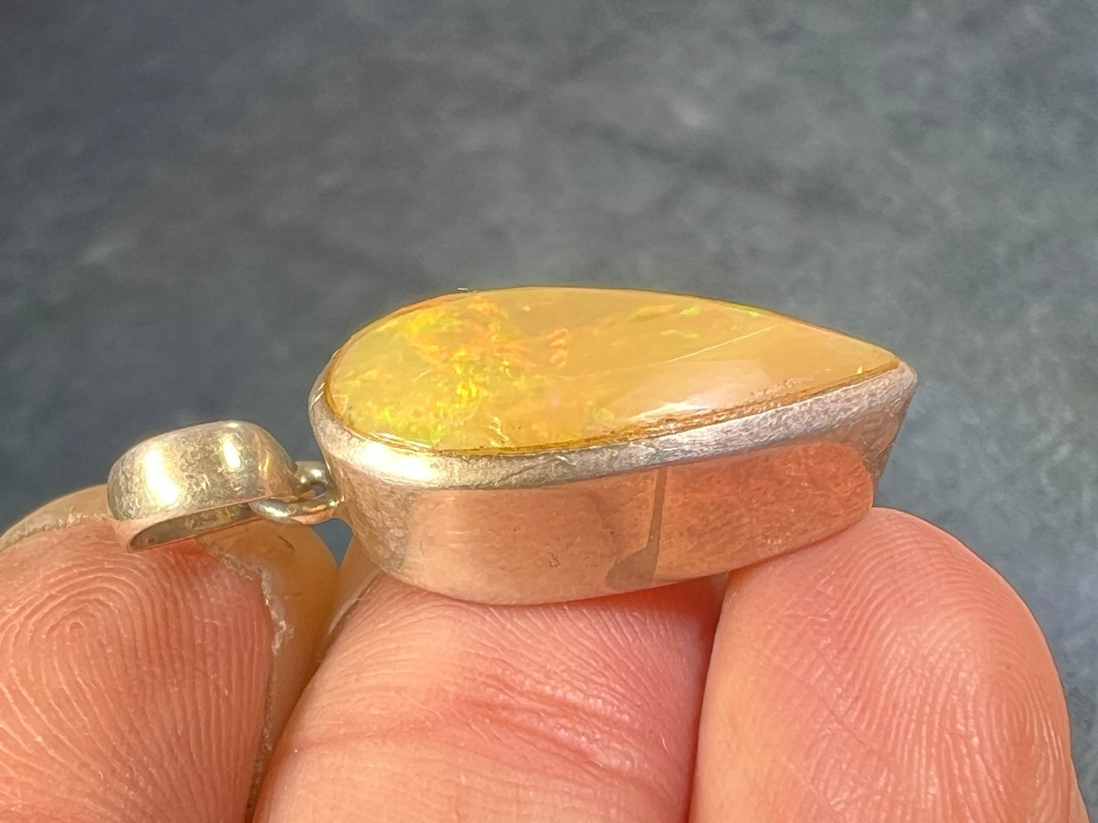 Ethiopian Welo Opal Teardrop Pendant in 925. 1.25" *Video*