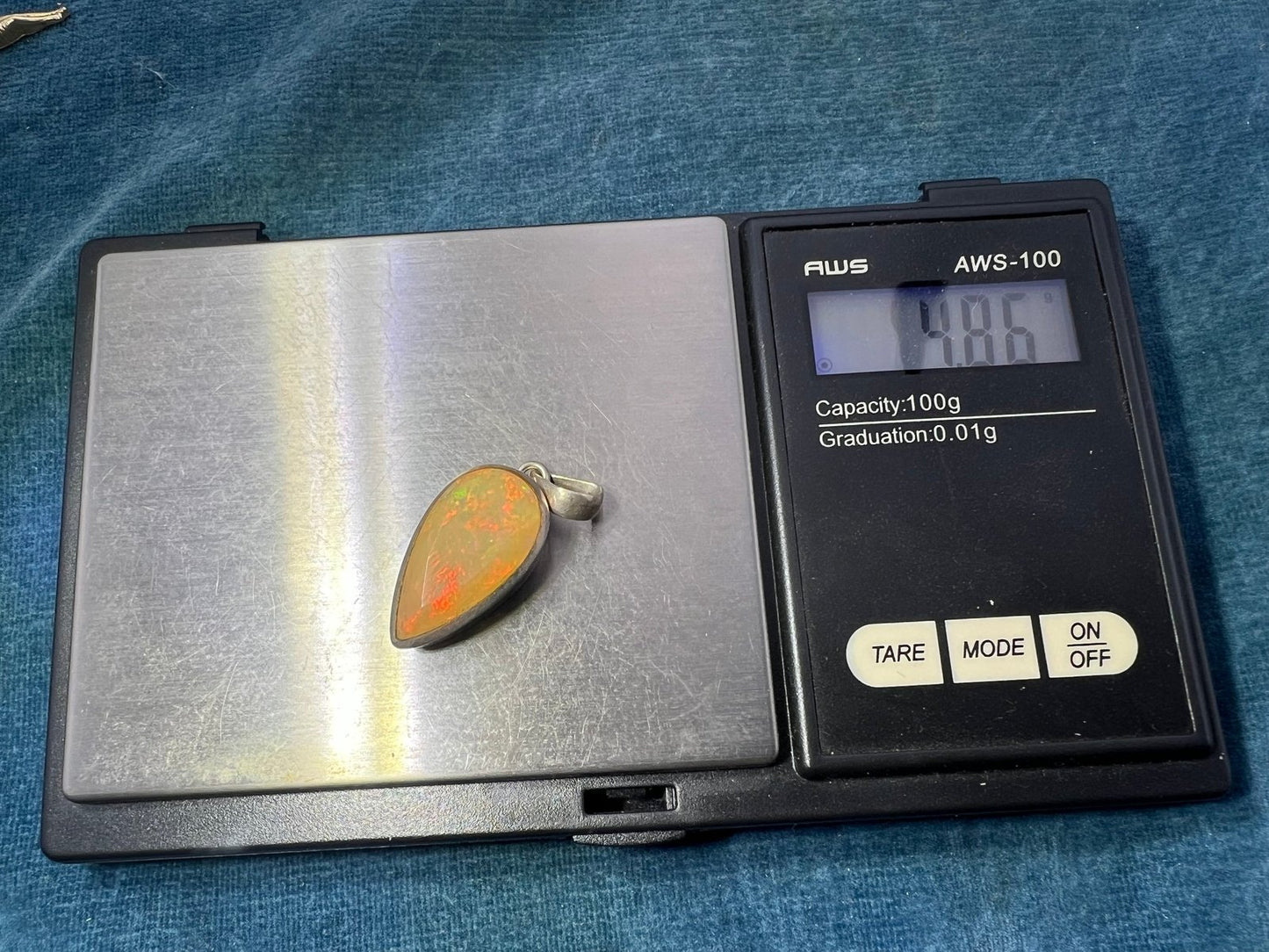 Ethiopian Welo Opal Teardrop Pendant in 925. 1.25" *Video*