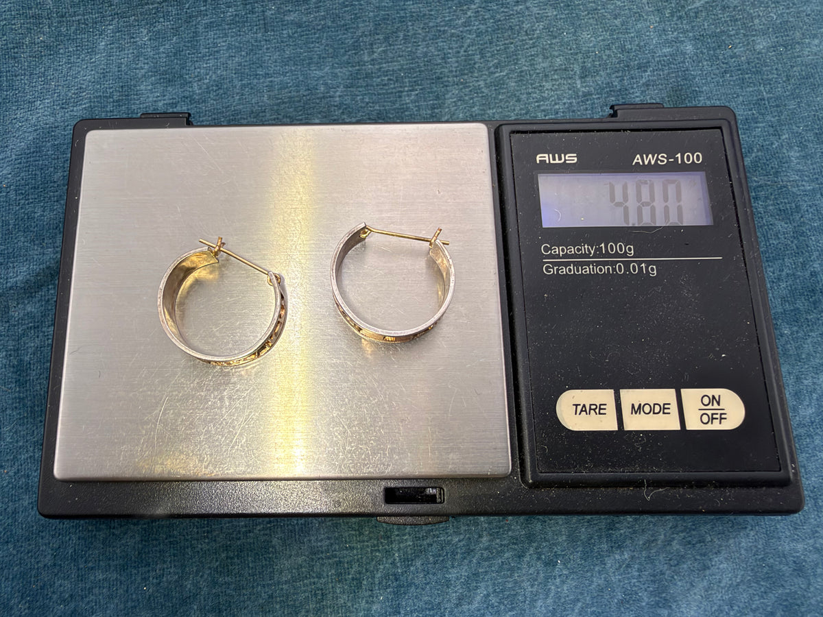 14k Yellow Gold + 925 Silver Storyteller FULL Hoop Earrings. 14k Earwires