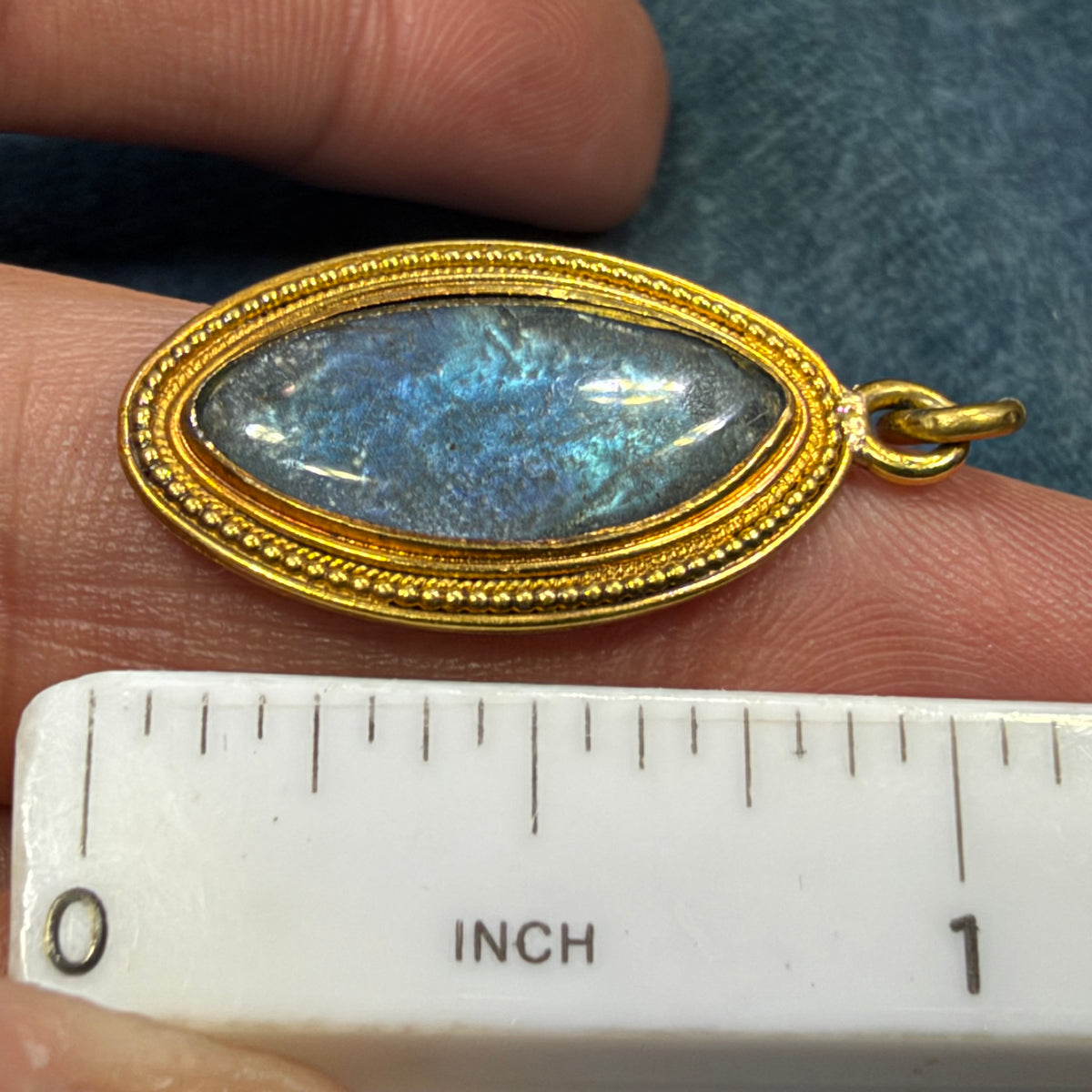 10k Yellow Gold Antique Blue MORPHO BUTTERFLY WING Pendant *Video*