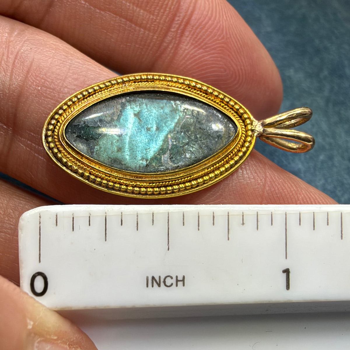 10k Gold Antique Blue MORPHO BUTTERFLY WING Pendant - Damage *Video*