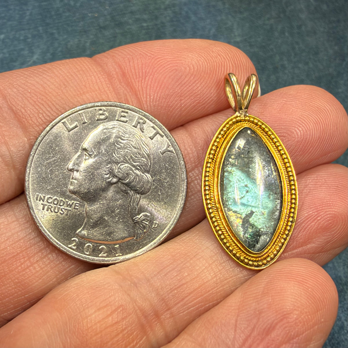 10k Gold Antique Blue MORPHO BUTTERFLY WING Pendant - Damage *Video*