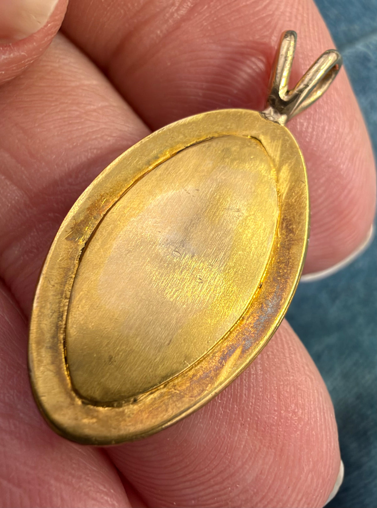10k Gold Antique Blue MORPHO BUTTERFLY WING Pendant - Damage *Video*