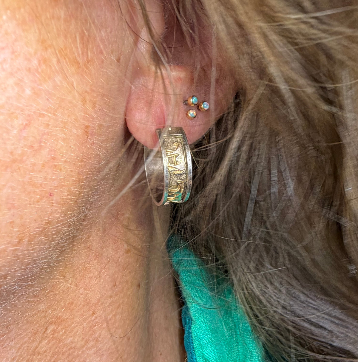 14k Yellow Gold + 925 Silver Storyteller FULL Hoop Earrings. 14k Earwires