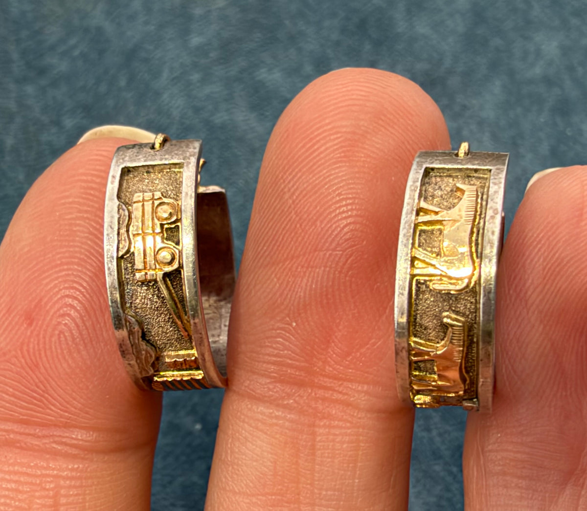 14k Yellow Gold + 925 Silver Storyteller FULL Hoop Earrings. 14k Earwires