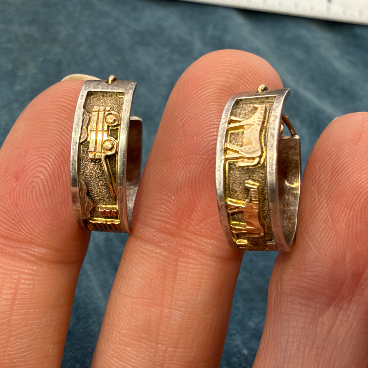 14k Yellow Gold + 925 Silver Storyteller FULL Hoop Earrings. 14k Earwires