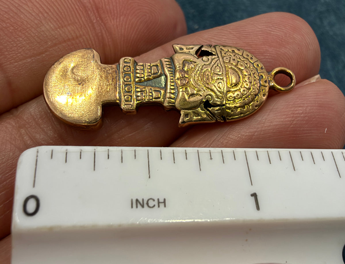 18k Yellow Gold Peru TUMI Pendant. Incan Healing  Protection Amulet