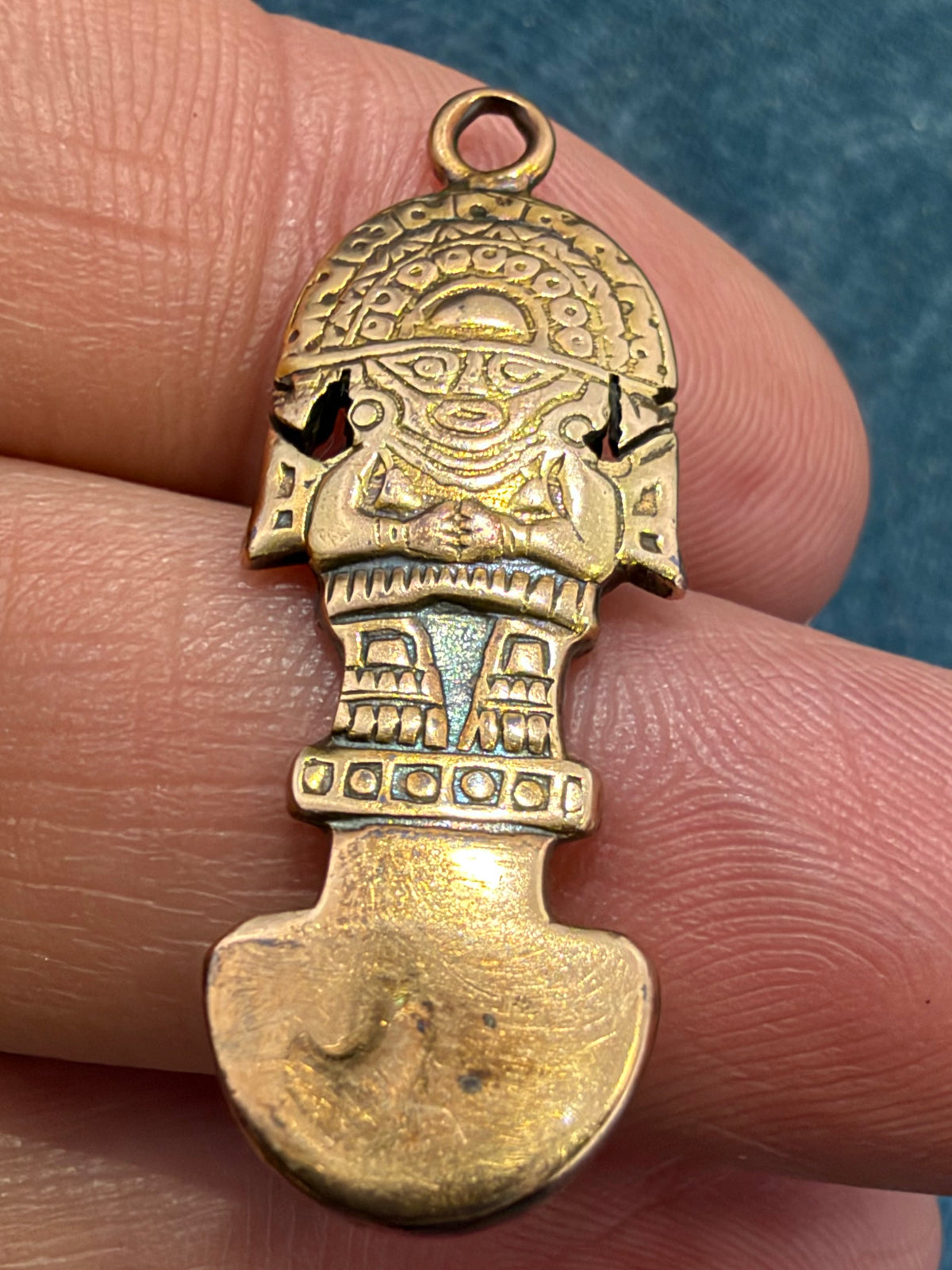 18k Yellow Gold Peru TUMI Pendant. Incan Healing  Protection Amulet