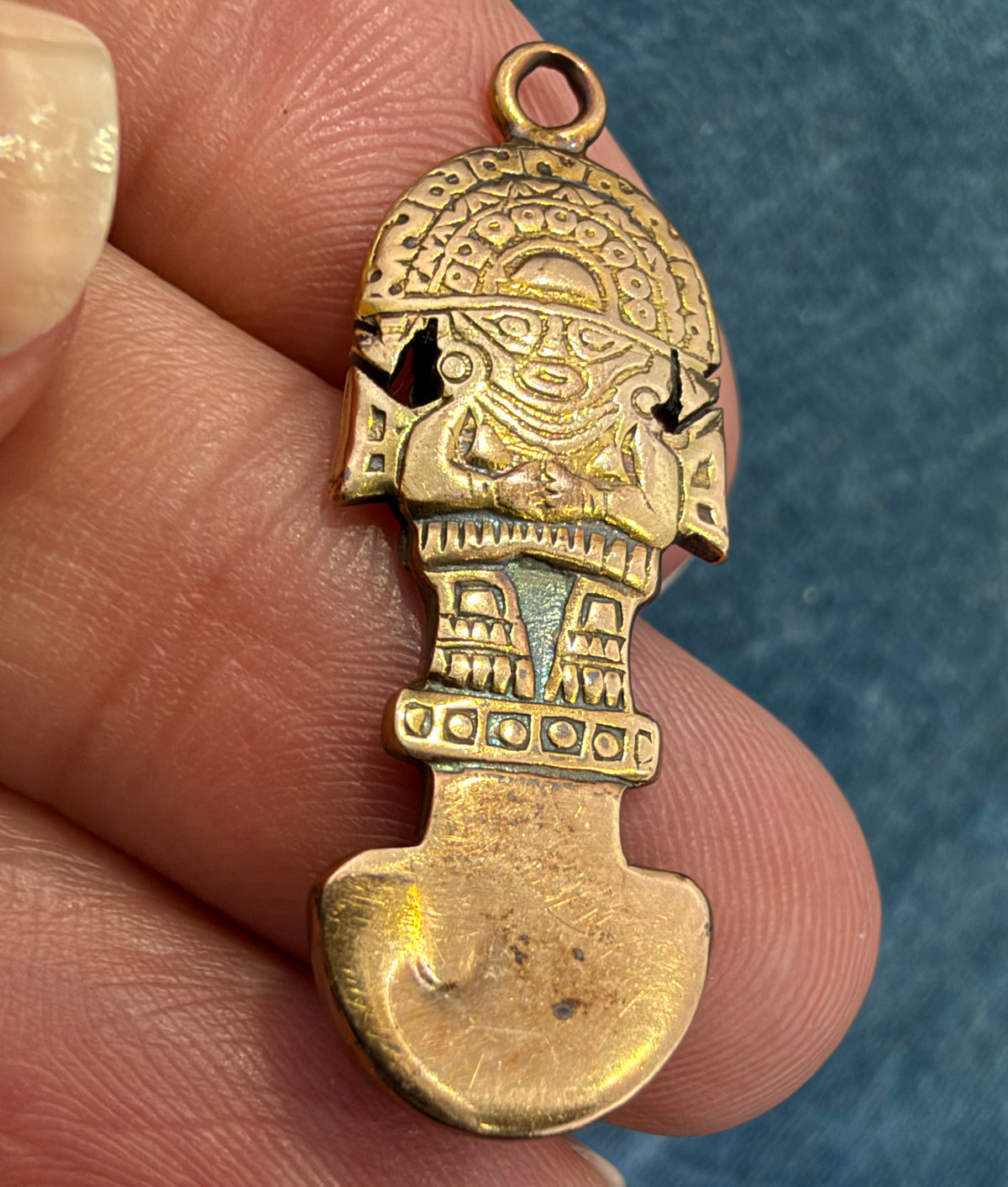 18k Yellow Gold Peru TUMI Pendant. Incan Healing  Protection Amulet