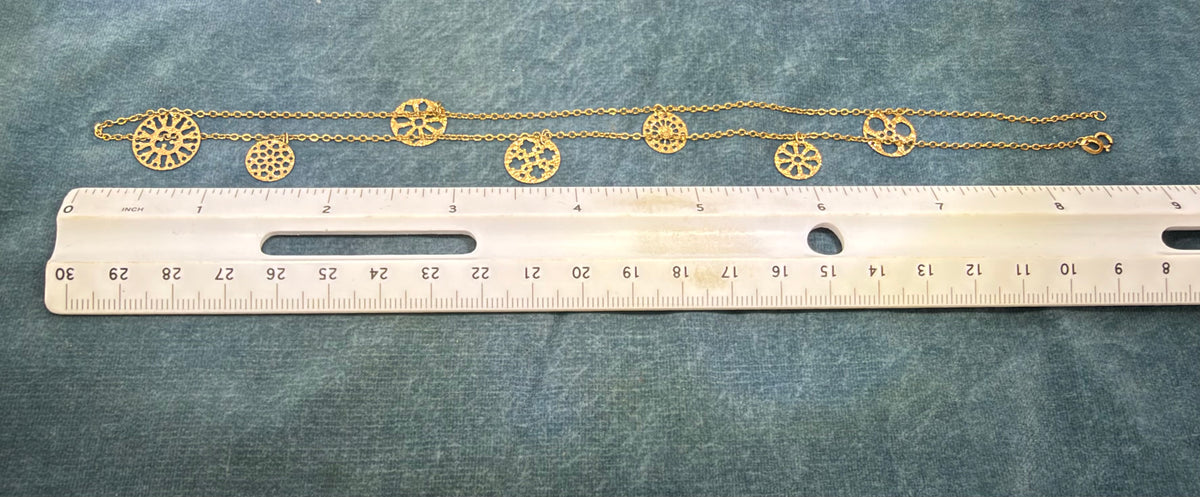 14k Yellow Gold Mandala Charms Station Chain Necklace. Minty!