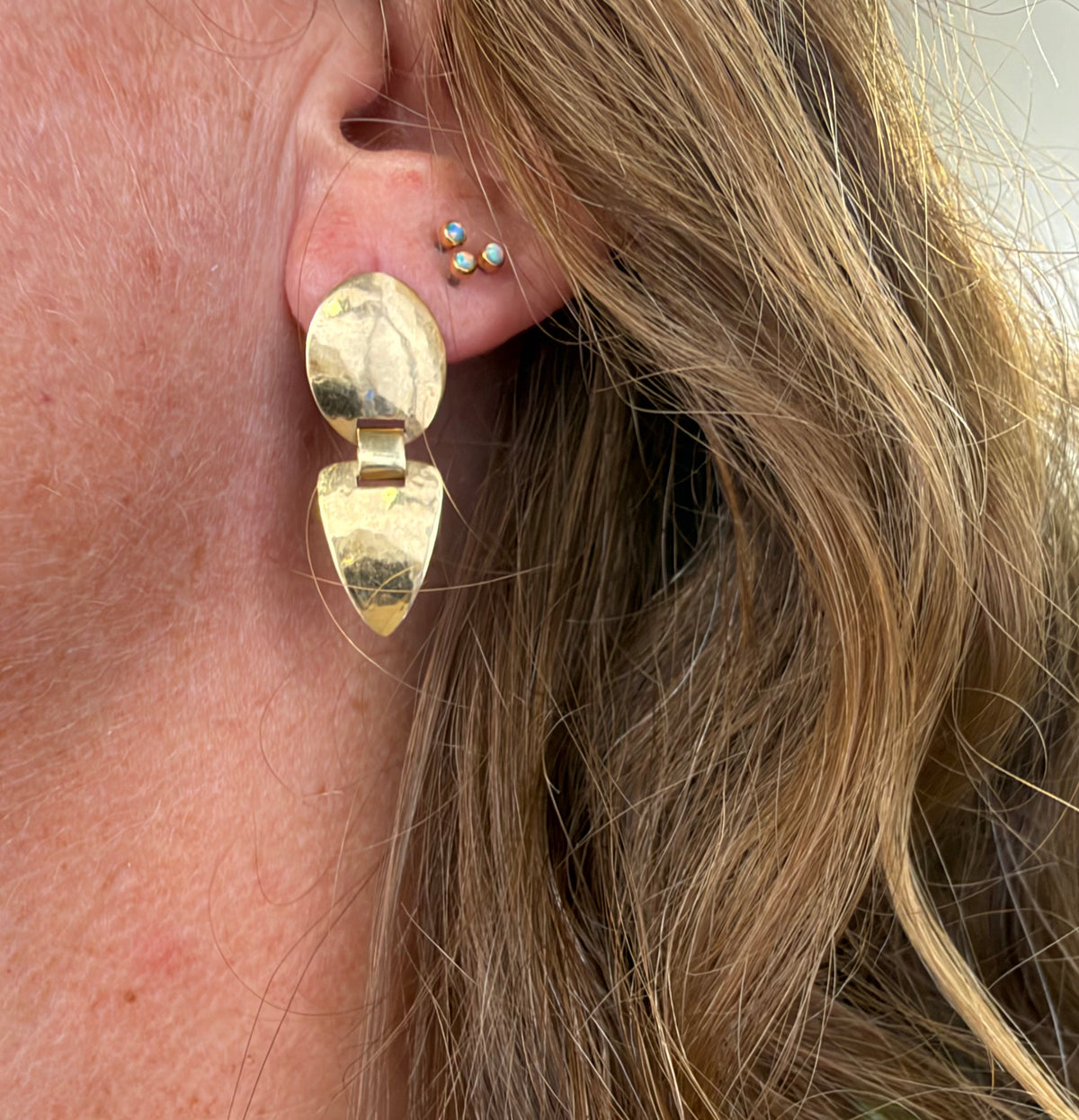 14k Yellow Gold James Avery Modernist Hammered Earrings. 1.3"  Kinetic!