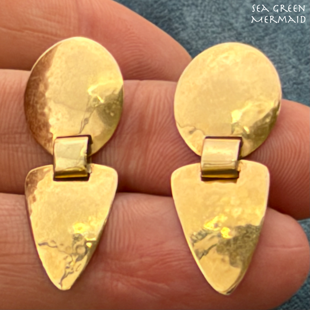 14k Yellow Gold James Avery Modernist Hammered Earrings. 1.3"  Kinetic!