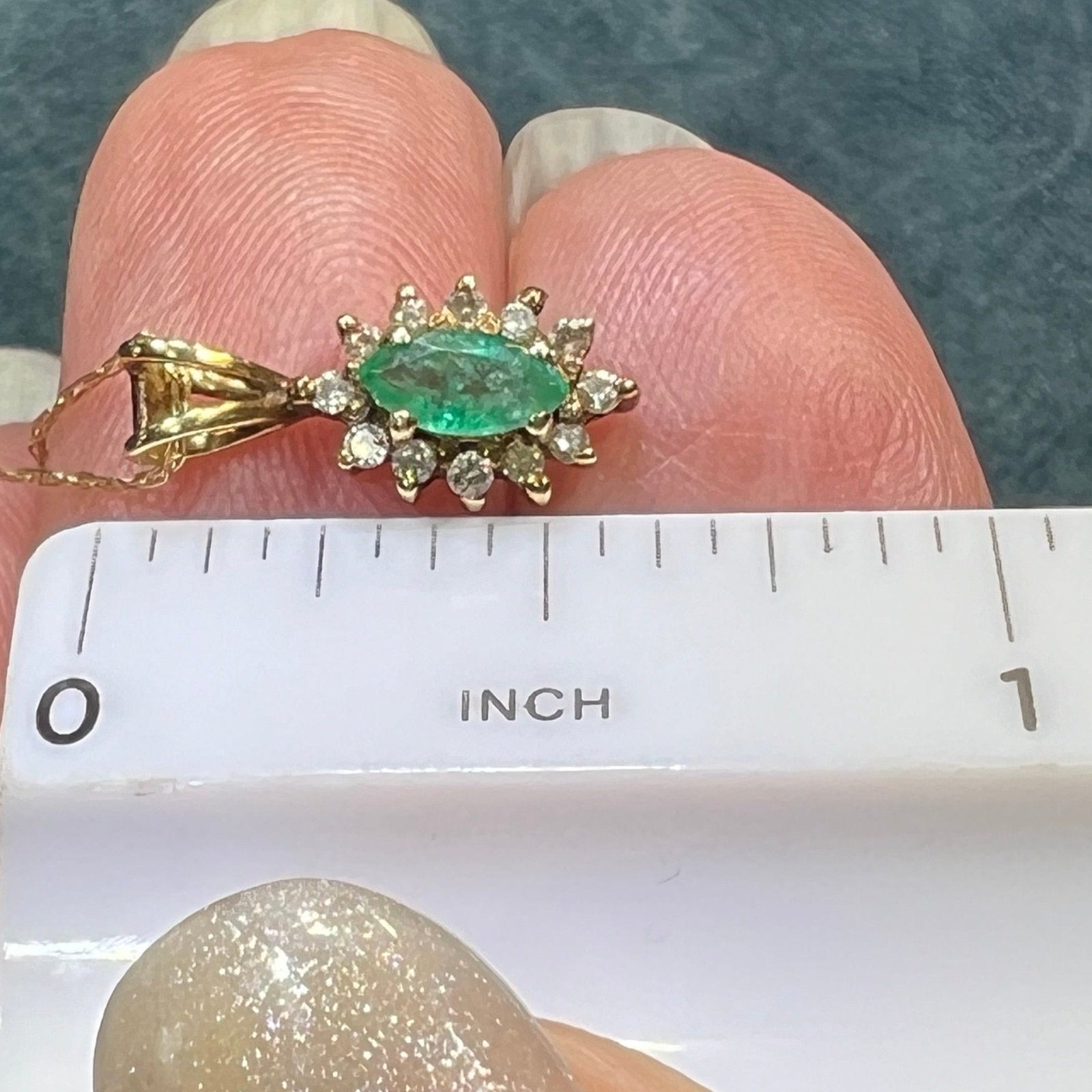 14k Gold Emerald & Diamond Pendant + Earrings SET Lot *Video*