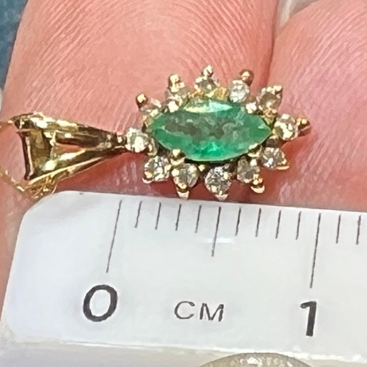 14k Gold Emerald & Diamond Pendant + Earrings SET Lot *Video*