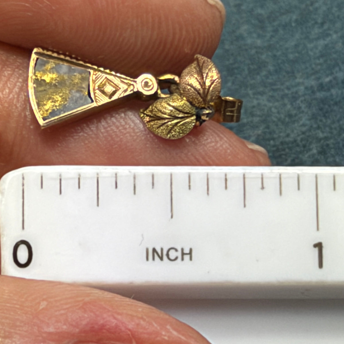 10k Yellow Rose Gold Alaskan Gold Quartz Earrings. Black Hills Antique