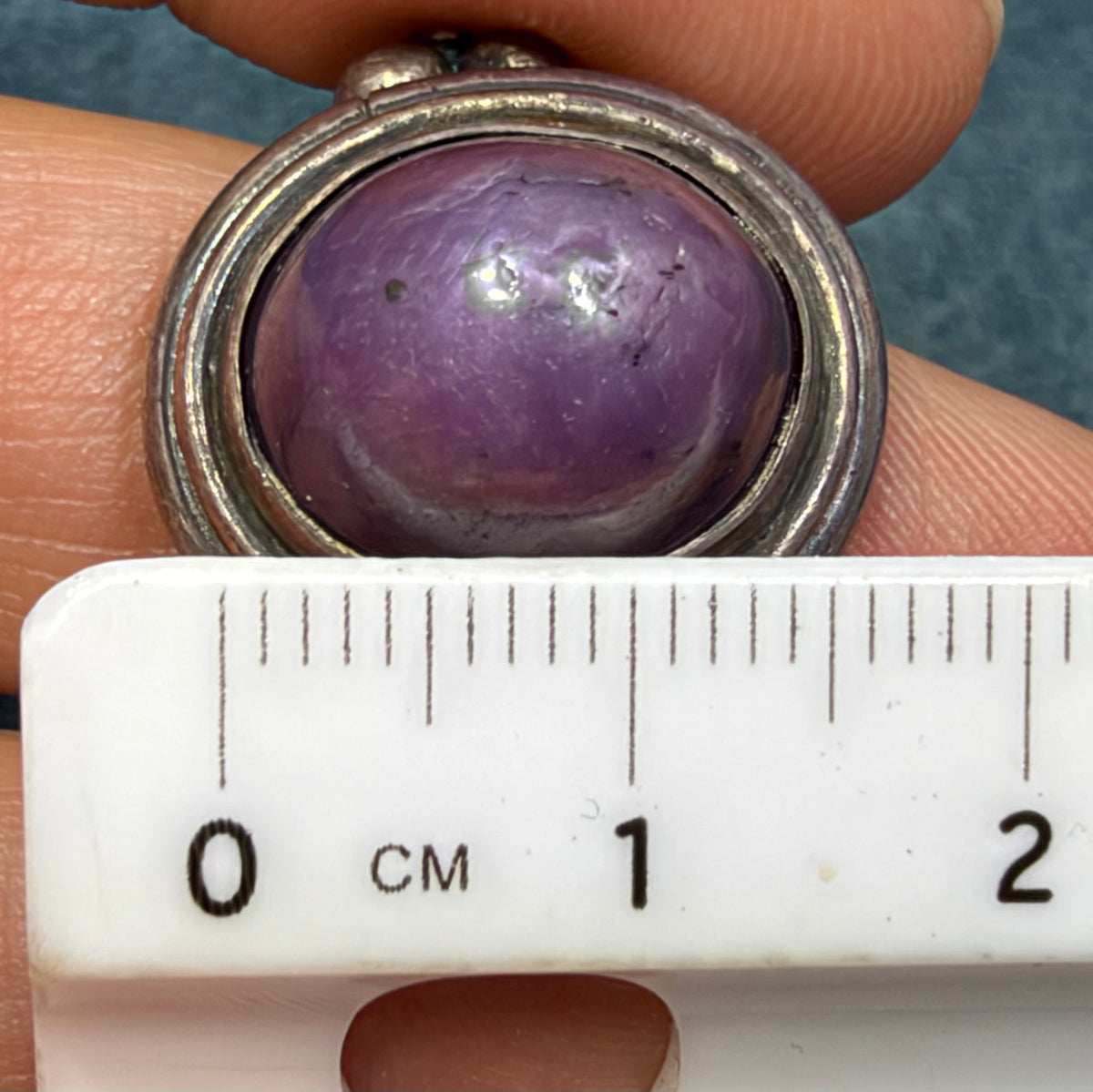 Purple Star Ruby Sapphire Cabochon Ring in Sterling Silver. 15g *Video*