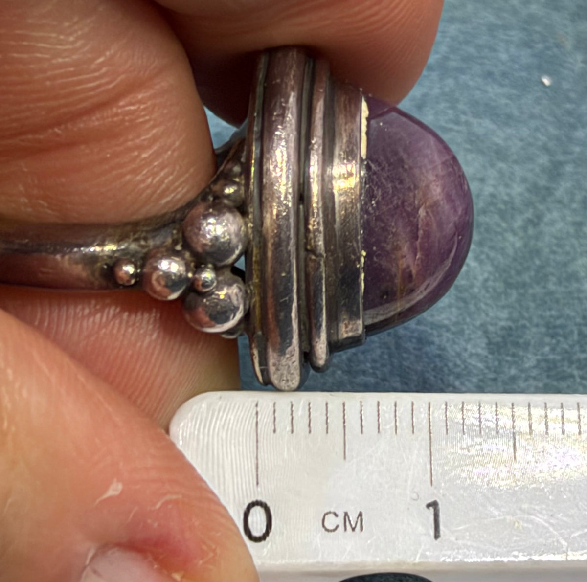 Purple Star Ruby Sapphire Cabochon Ring in Sterling Silver. 15g *Video*