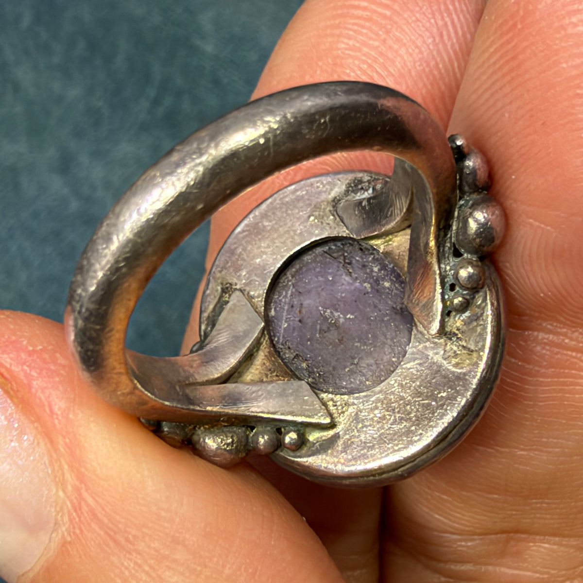 Purple Star Ruby Sapphire Cabochon Ring in Sterling Silver. 15g *Video*
