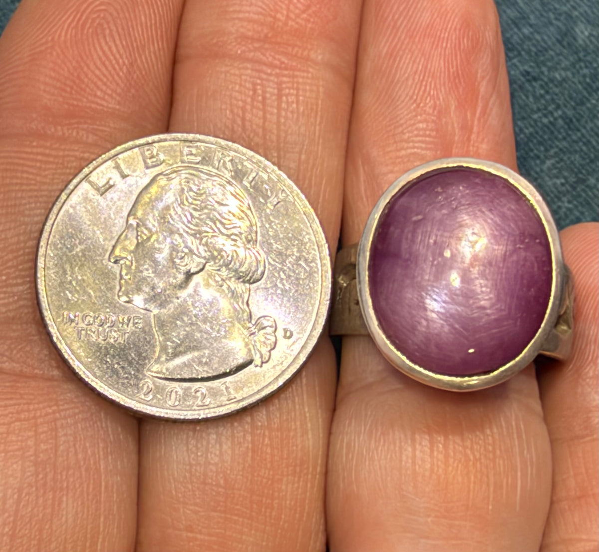 Pink Purple Star Ruby Sapphire in Tribal Filigree Silver Ring. 10g  *Video*
