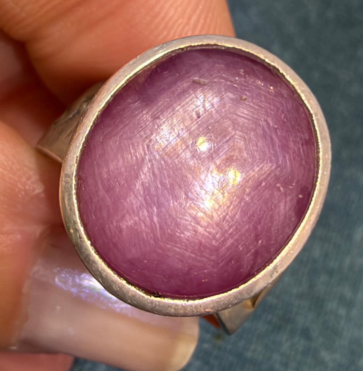 Pink Purple Star Ruby Sapphire in Tribal Filigree Silver Ring. 10g  *Video*