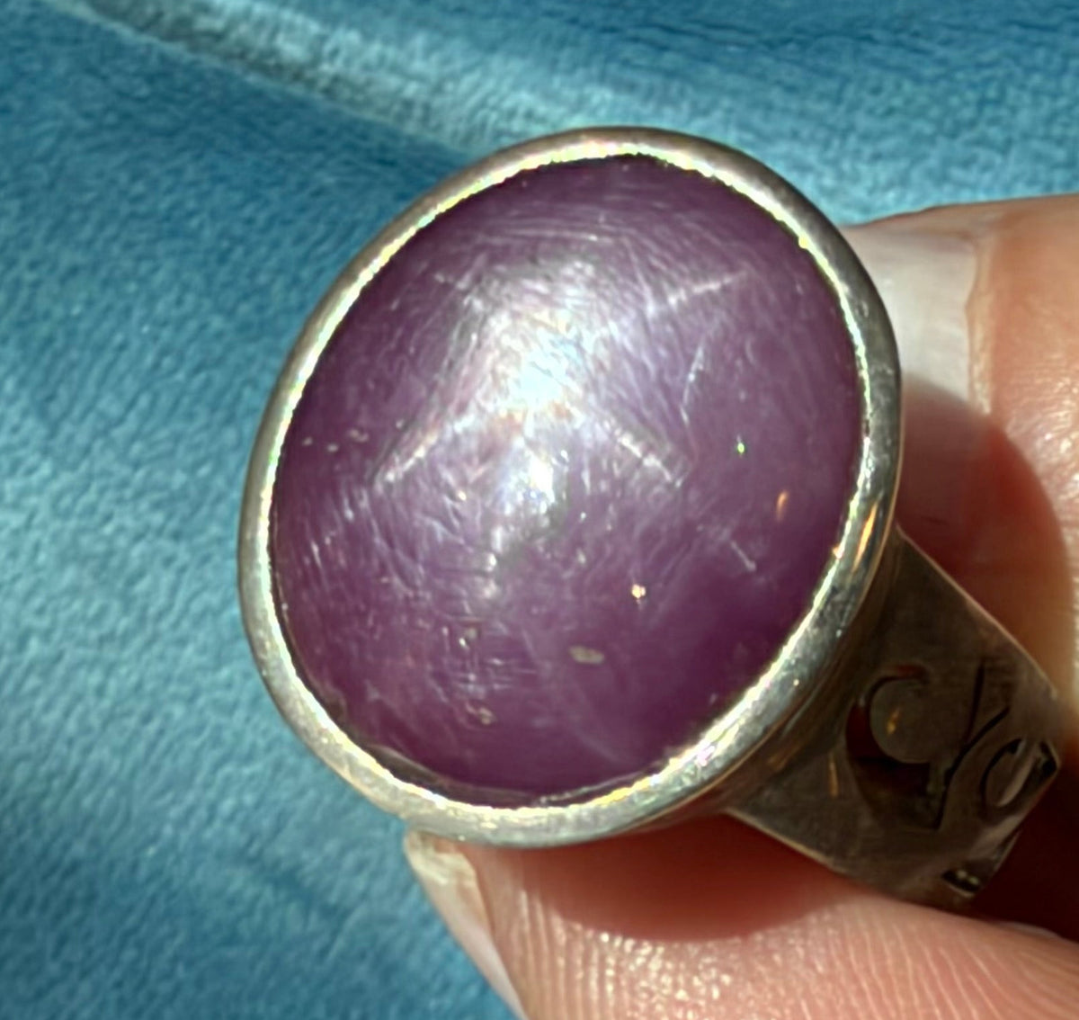 Pink Purple Star Ruby Sapphire in Tribal Filigree Silver Ring. 10g  *Video*