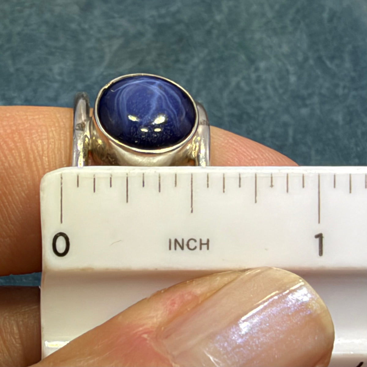 Blue Lindy Star Sapphire Double Ring in 925 Silver. Modern *Video*
