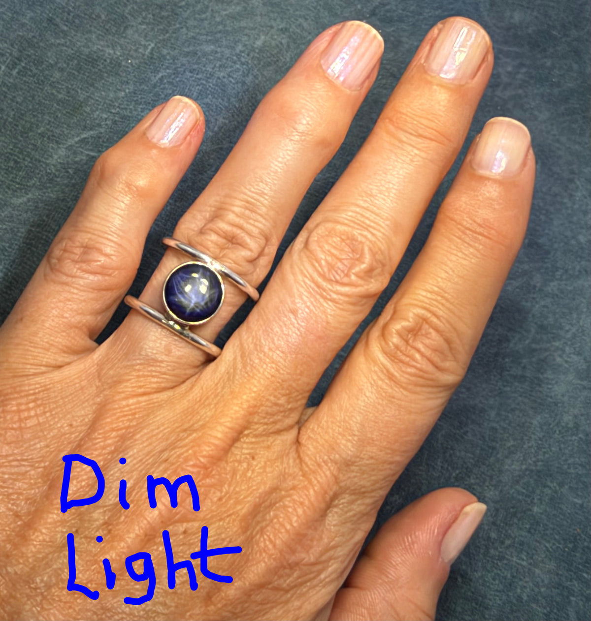 Blue Lindy Star Sapphire Double Ring in 925 Silver. Modern *Video*