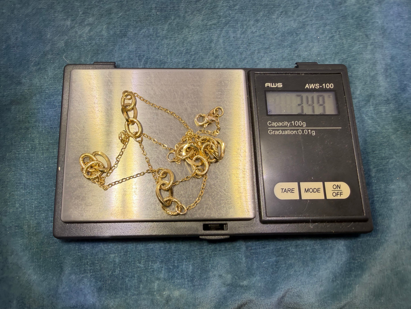 14k Yellow Gold Love Knot Fancy Link Station Chain Necklace