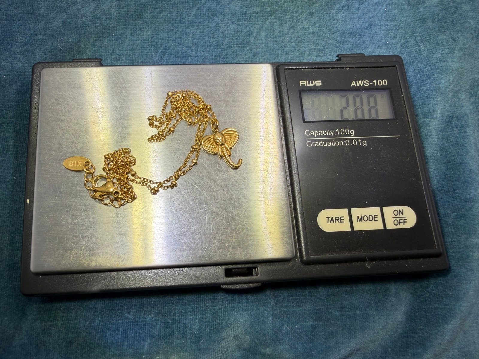 18k Yellow Gold Elephant Head Pendant w 18k Chain Necklace