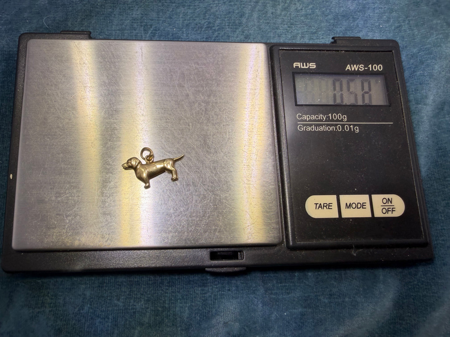14k Yellow Gold Dachshund Wiener Dog Charm Pendant. Solid