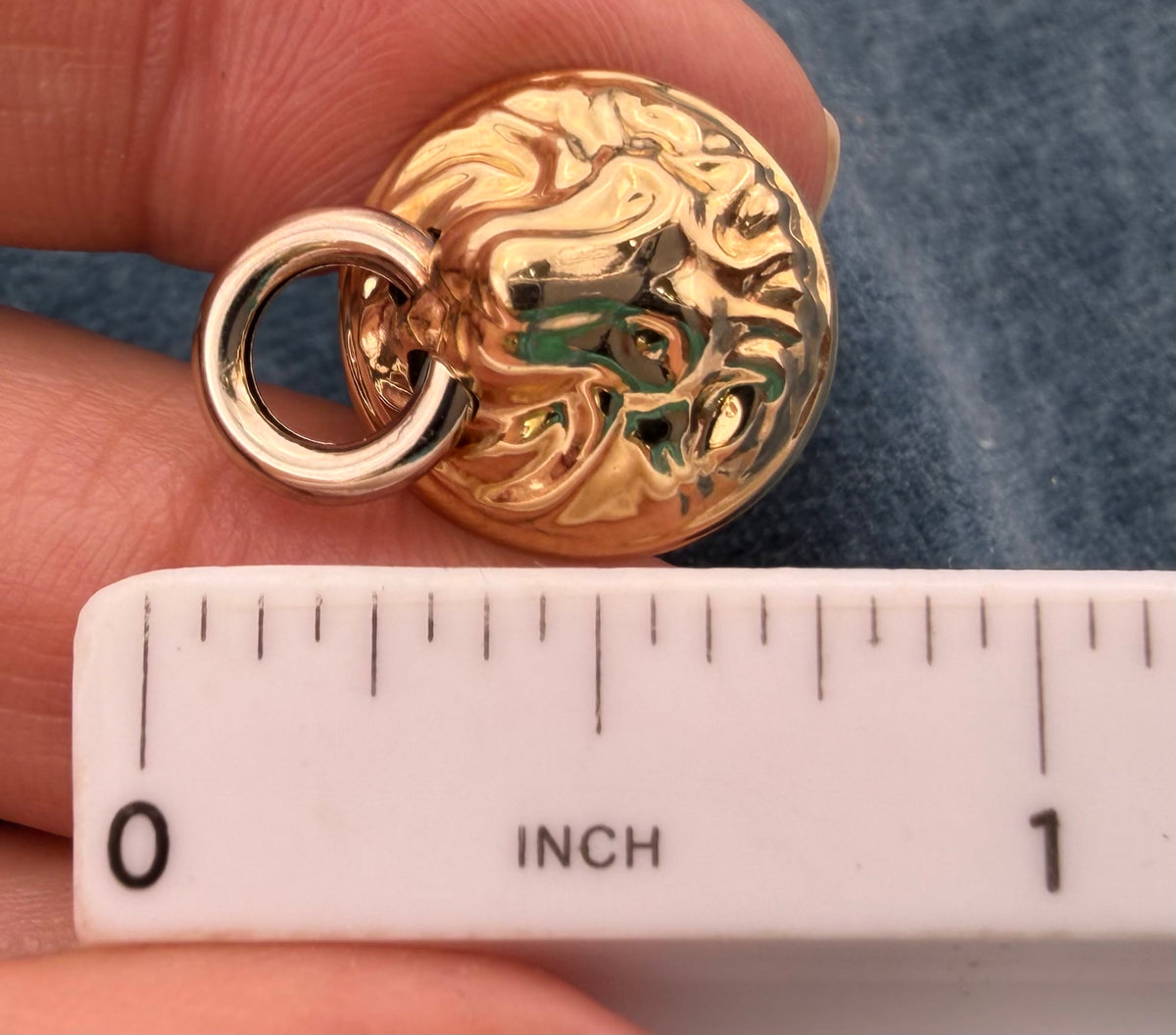 14k Gold Lion's Head 3-D Earrings. Door Knocker. Omega Back. Rare!