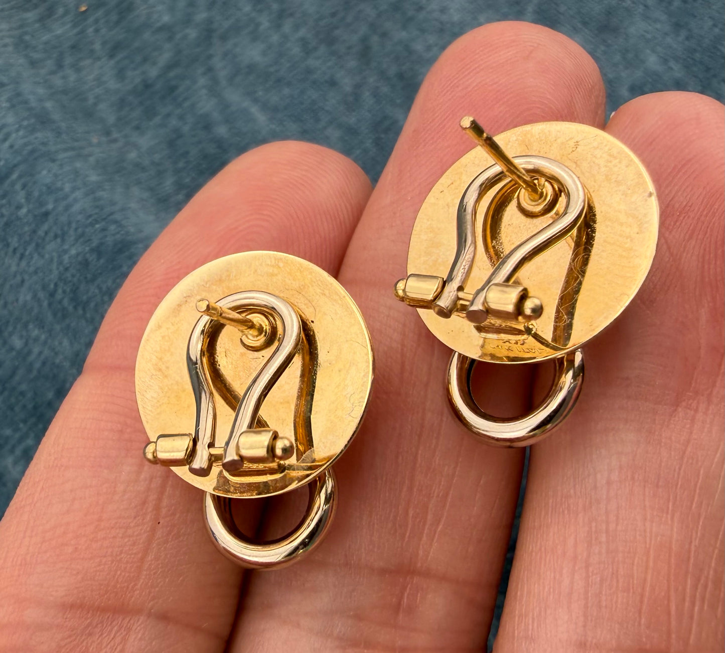 14k Gold Lion's Head 3-D Earrings. Door Knocker. Omega Back. Rare!