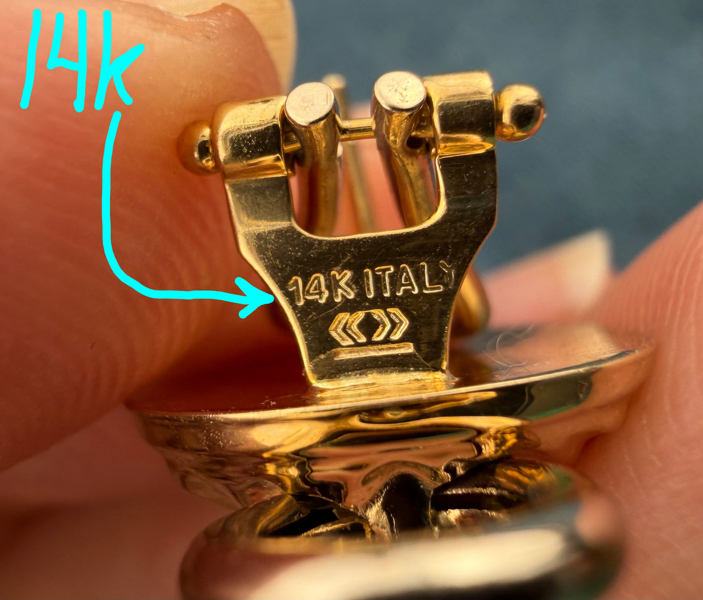 14k Gold Lion's Head 3-D Earrings. Door Knocker. Omega Back. Rare!