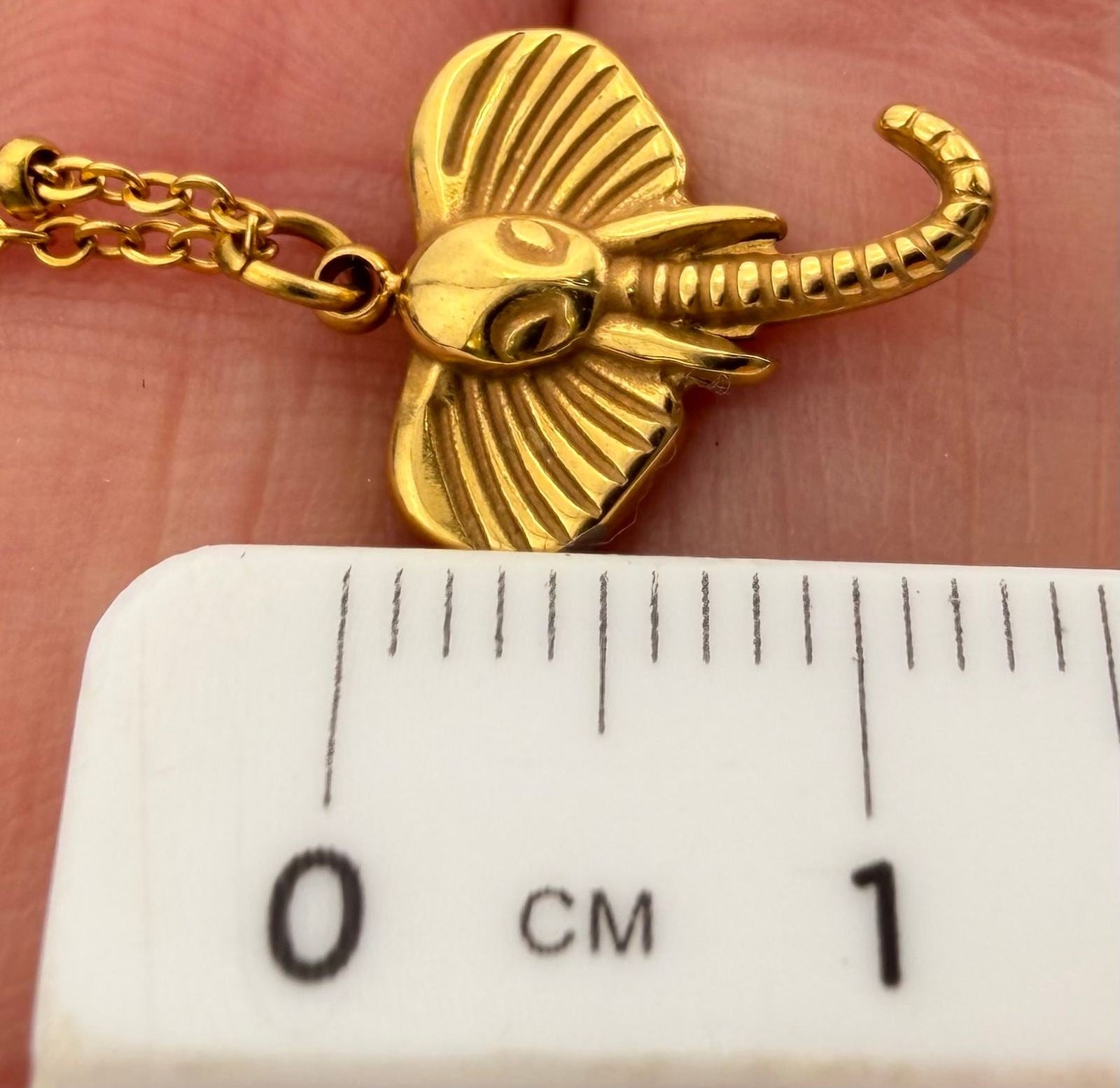 18k Yellow Gold Elephant Head Pendant w 18k Chain Necklace