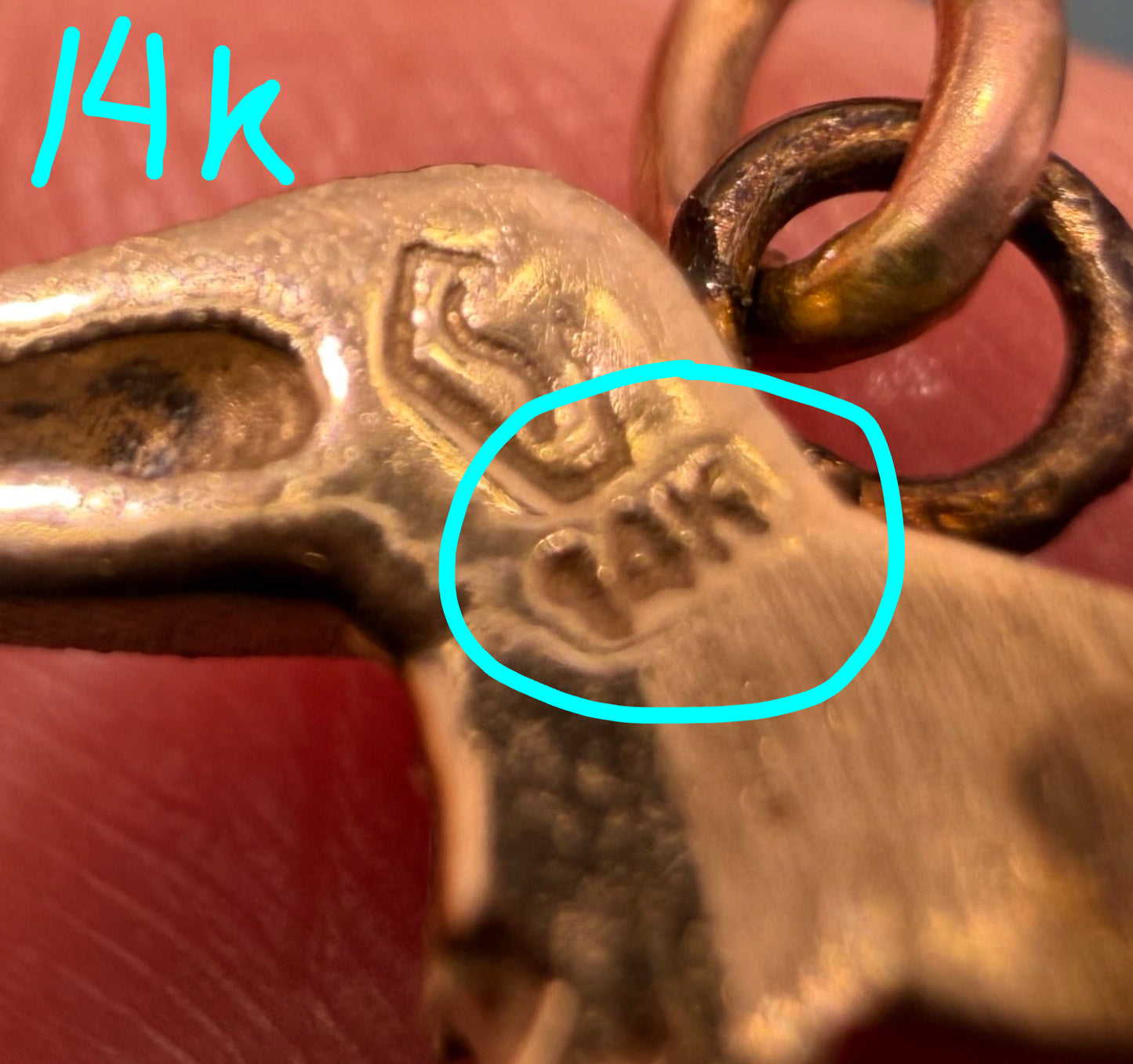 14k Yellow Gold Dachshund Wiener Dog Charm Pendant. 1950s Kitsch Cartoonish