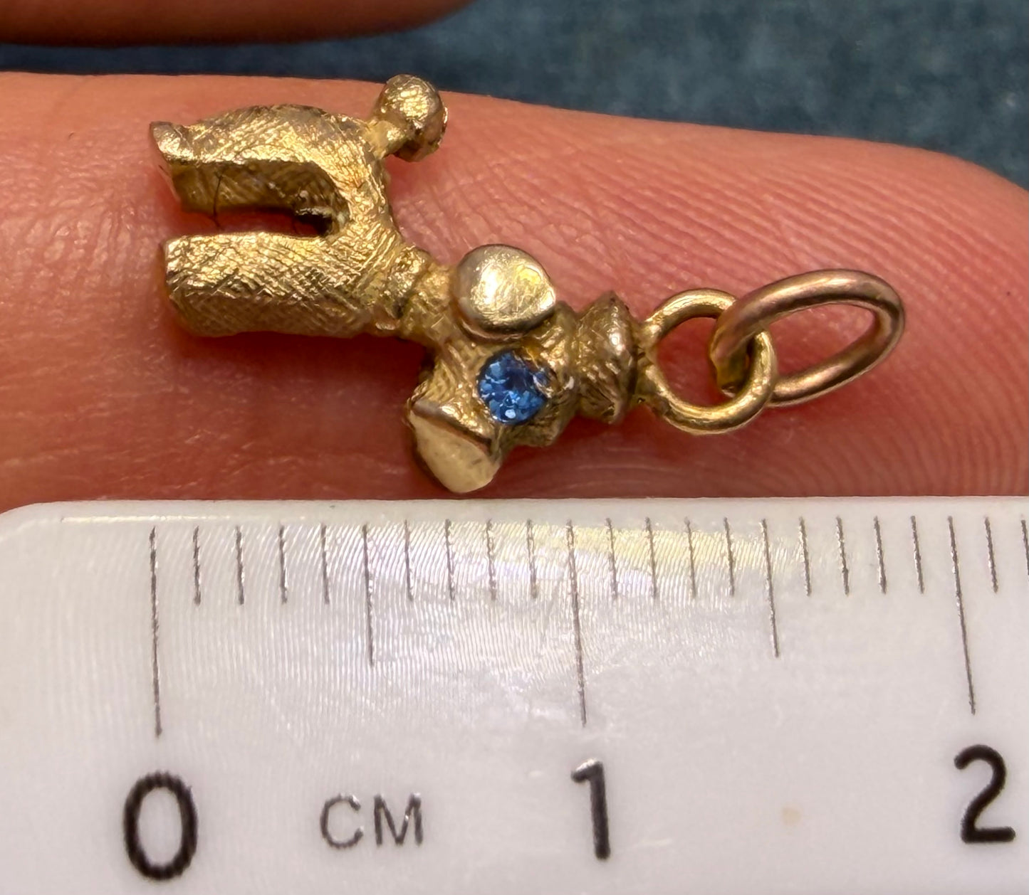 14k Yellow Gold Poodle Dog Charm Pendant. 1950s Kitsch Cartoonish