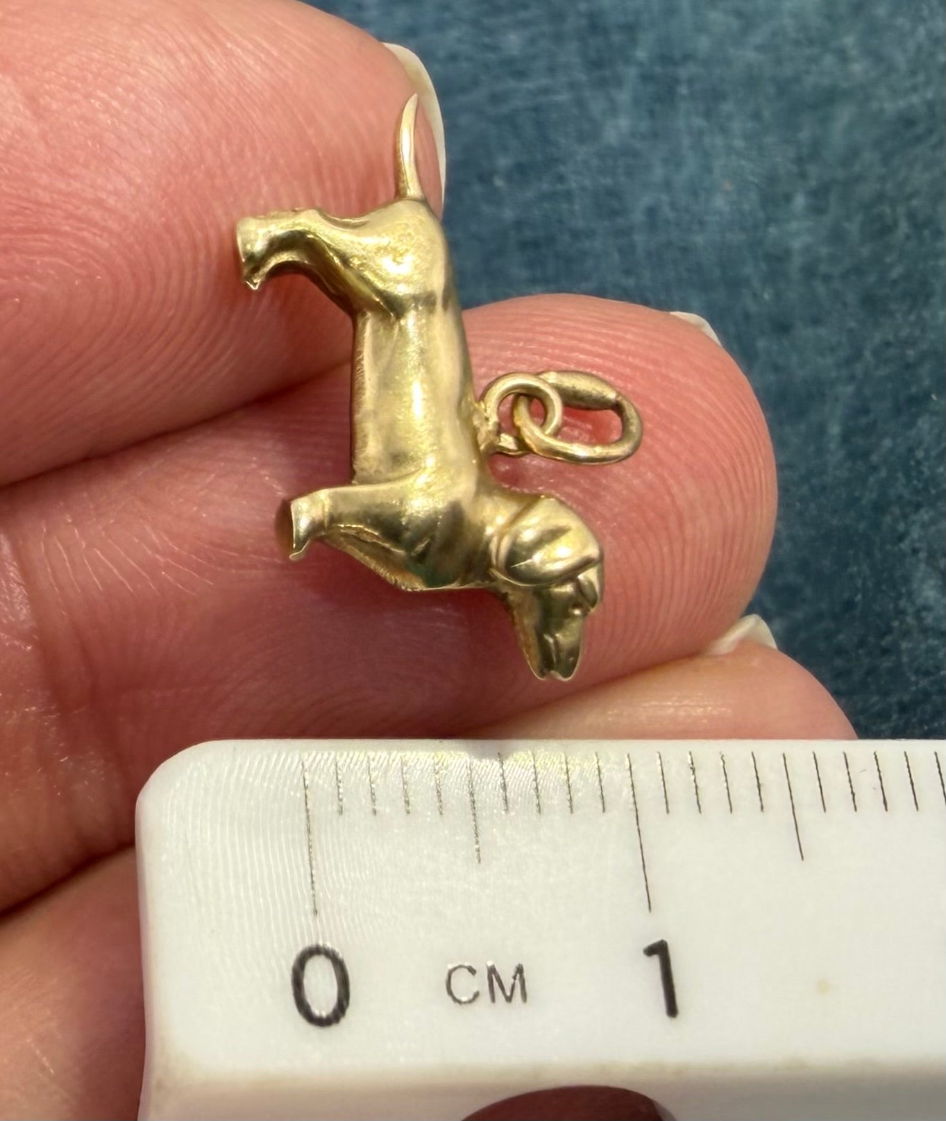 14k Yellow Gold Dachshund Wiener Dog Charm Pendant. Solid