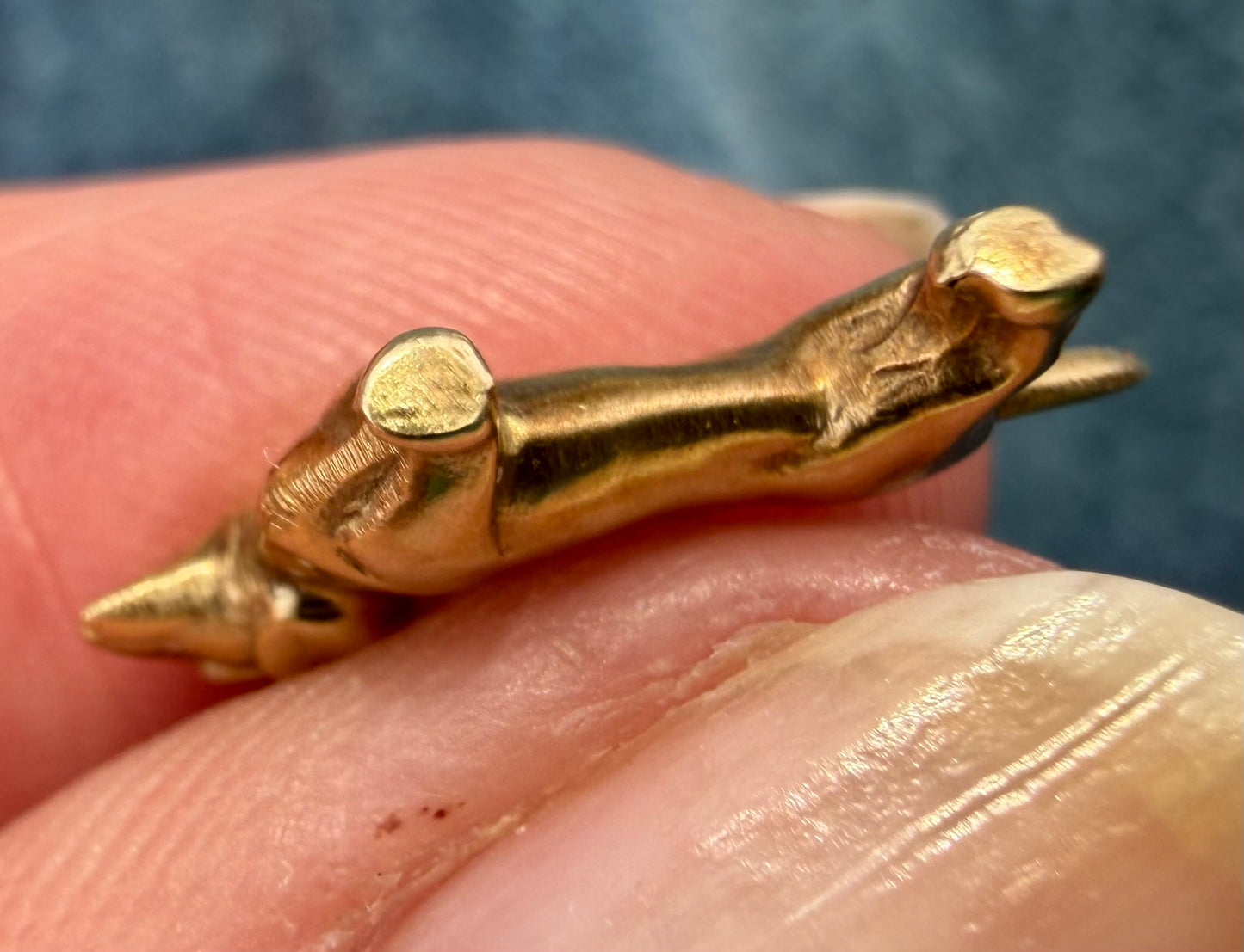 14k Yellow Gold Dachshund Wiener Dog Charm Pendant. Solid