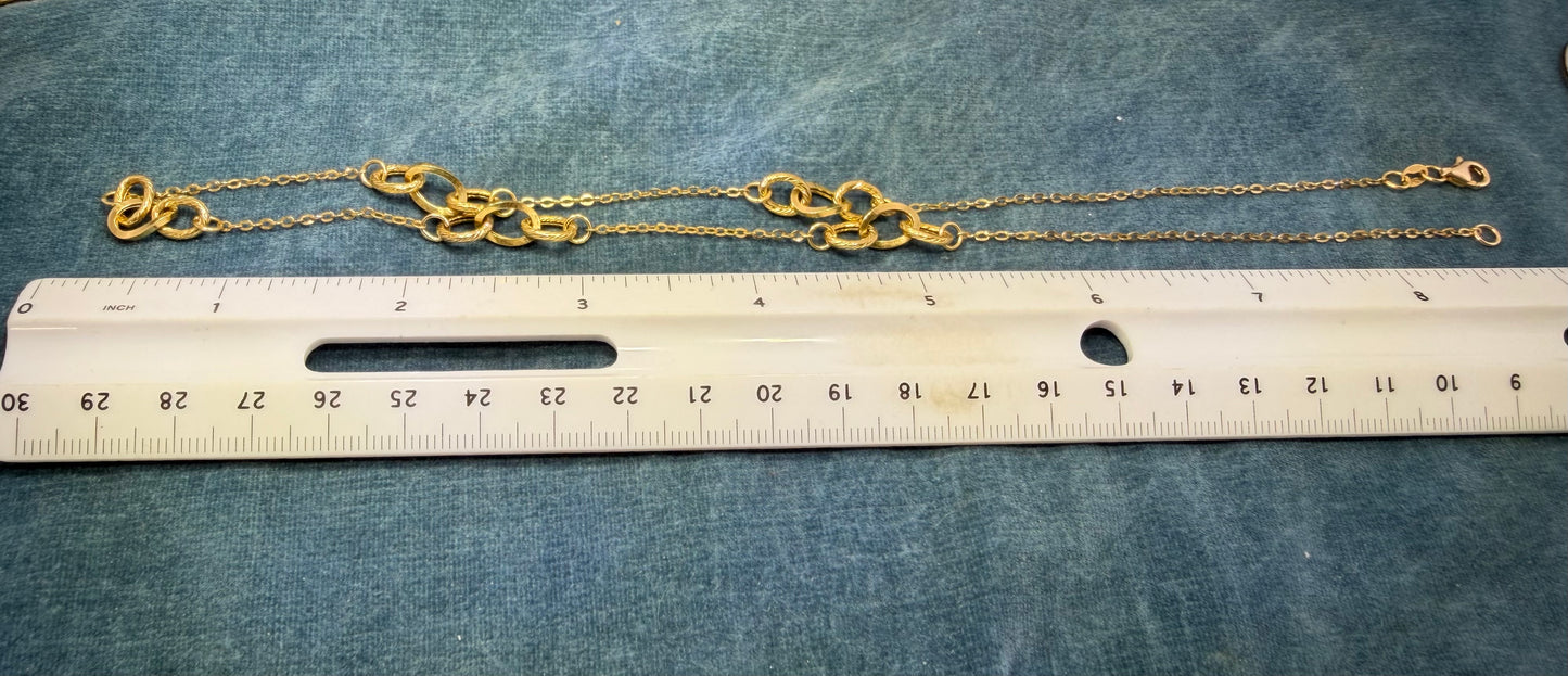 14k Yellow Gold Love Knot Fancy Link Station Chain Necklace