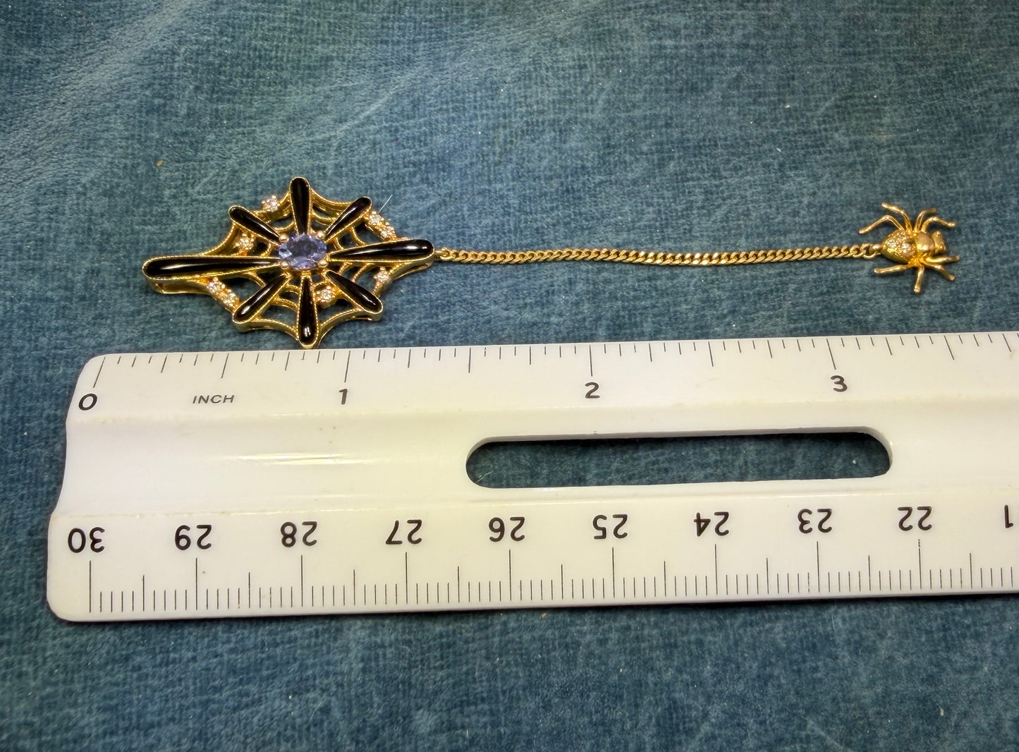 18k Gold SPIDER WEB Pendant w Onyx Tanzanite & Diamonds