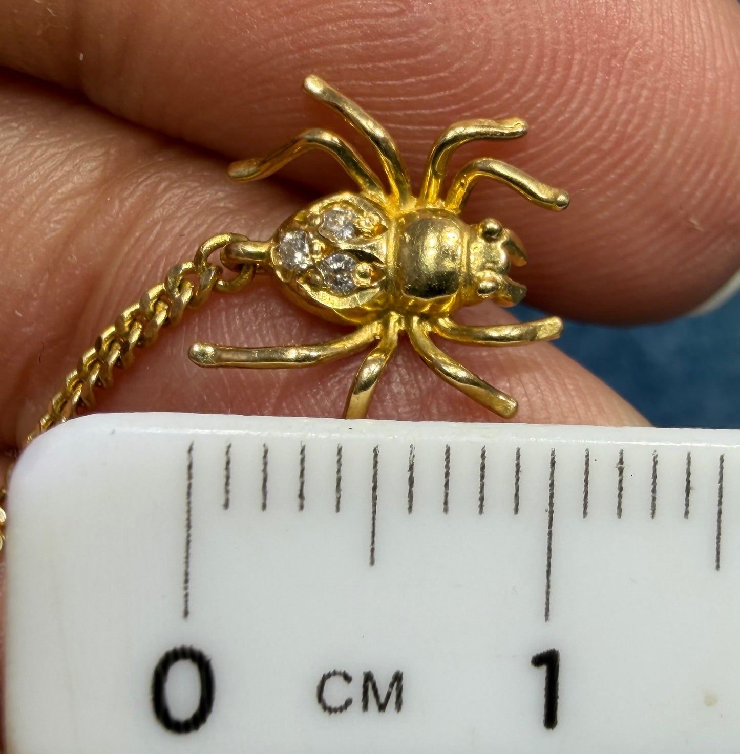 18k Gold SPIDER WEB Pendant w Onyx Tanzanite & Diamonds