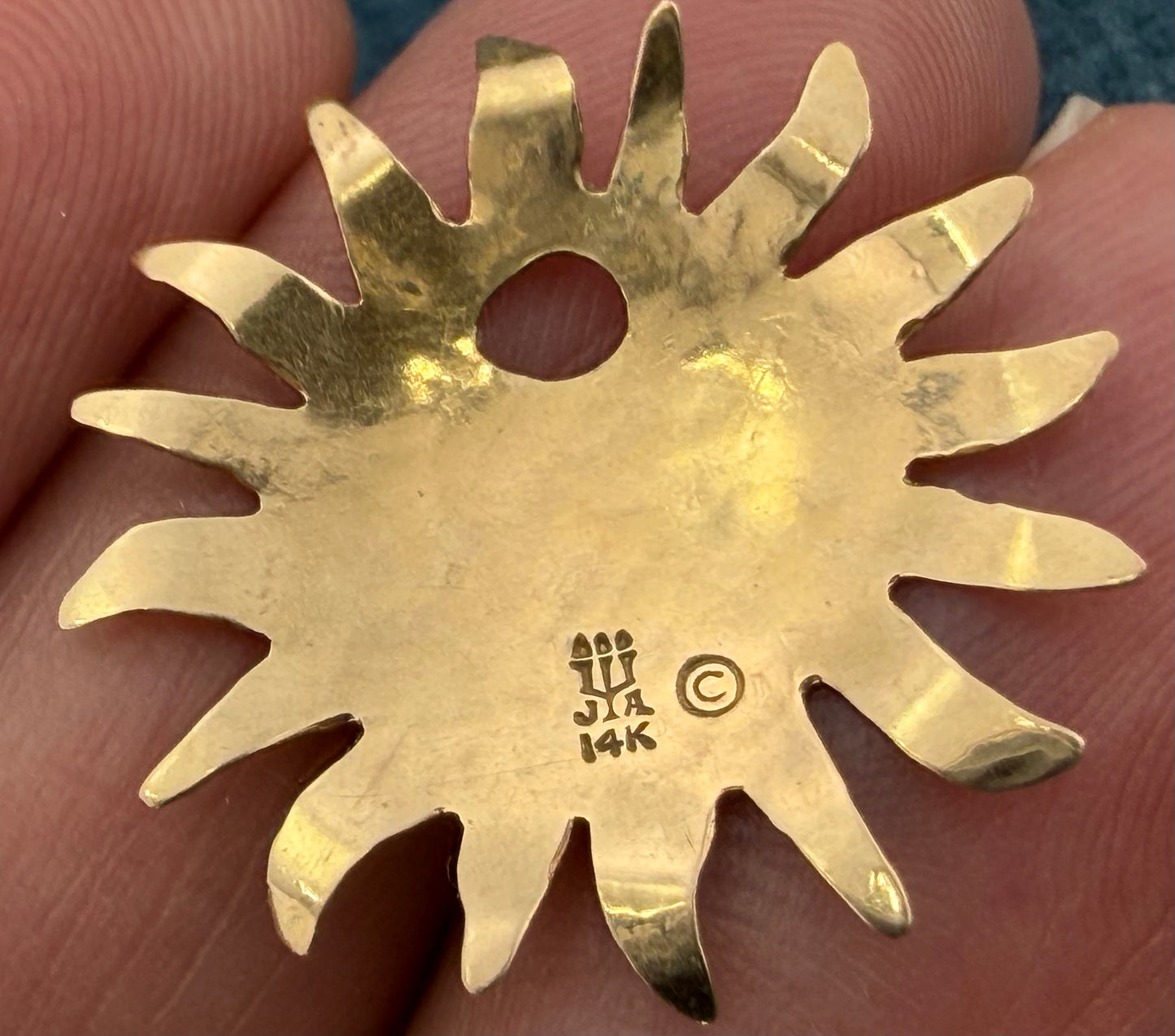 14k Yellow Gold James AVERY Sun Burst Pendant. RARE Retired