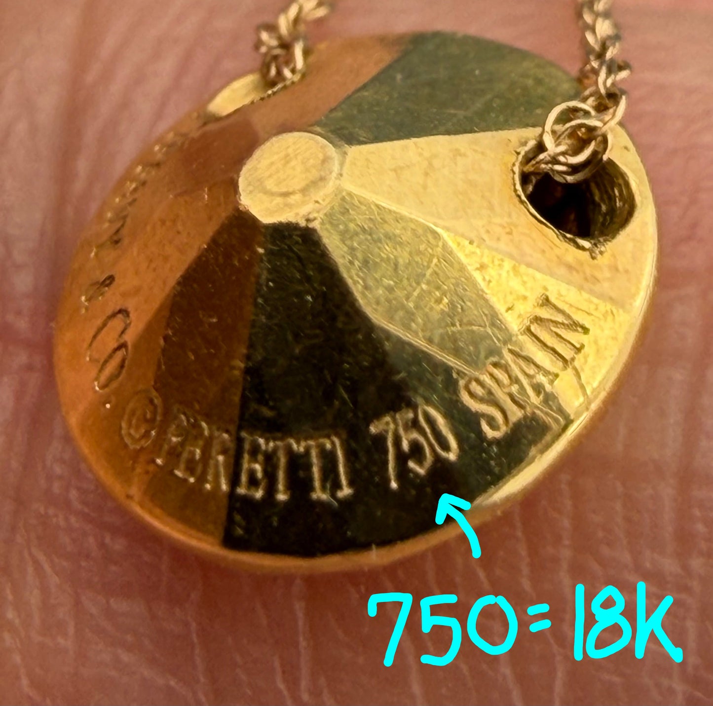 18k Gold Tiffany "2 Carat" Faceted Round Pendant. Non-Tiffany 14k Chain *Video*