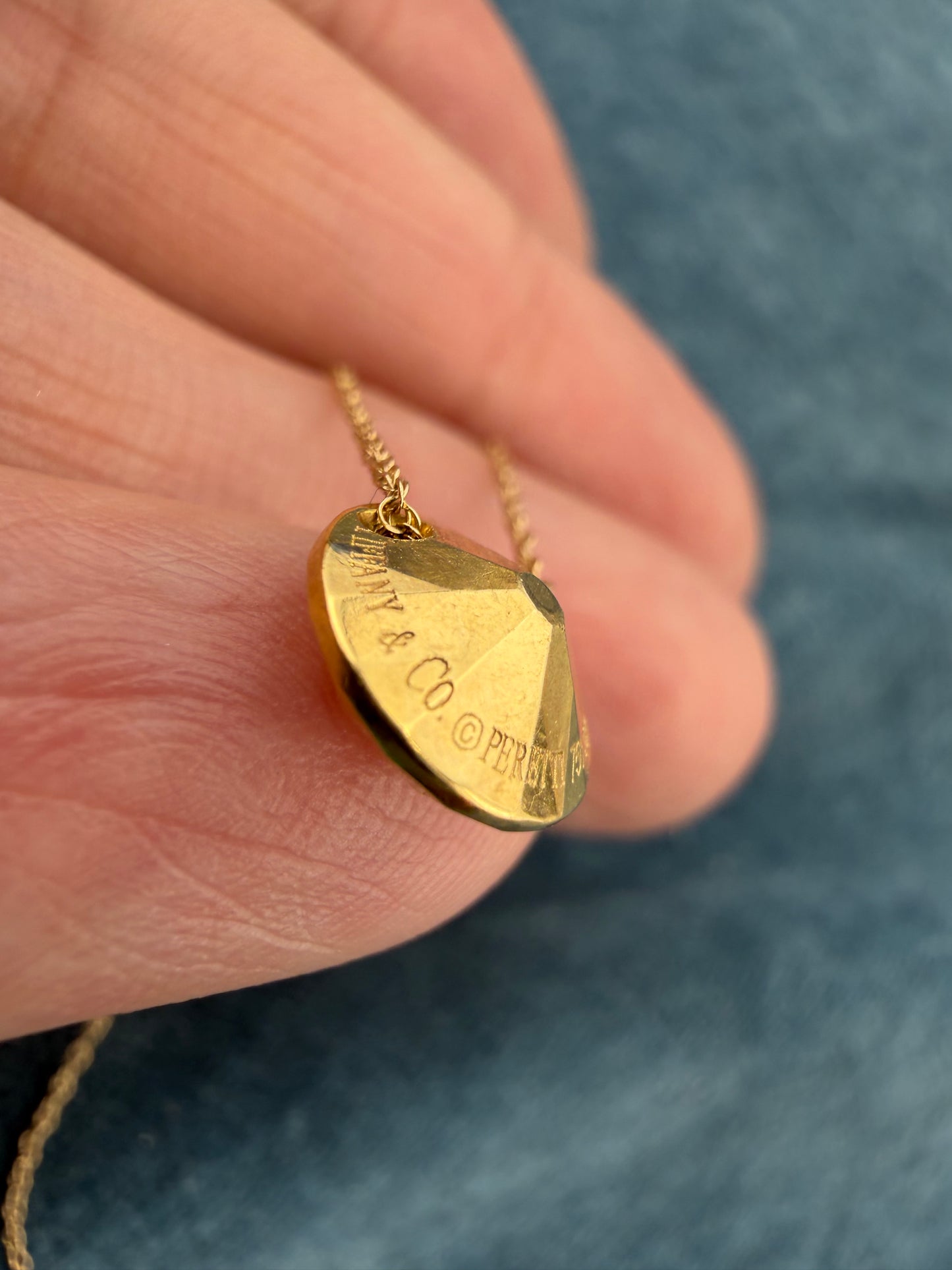 18k Gold Tiffany "2 Carat" Faceted Round Pendant. Non-Tiffany 14k Chain *Video*